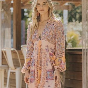 Free People Mixin It Up Dress Peach Medium